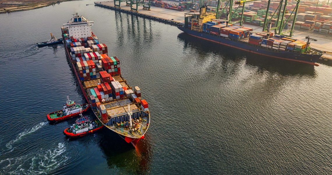 Cargo ship being loaded